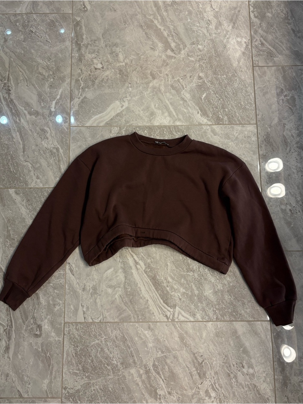 Zara Chocolate Brown Cropped Sweatshirt